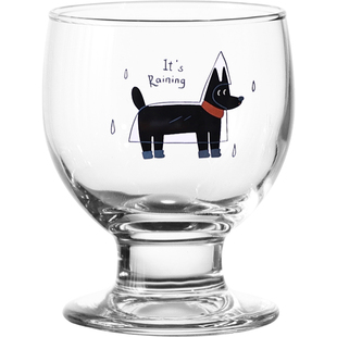 原创萌犬杯杯~可爱雨衣小狗玻璃高脚杯牛奶咖啡杯饮料水杯子酒杯