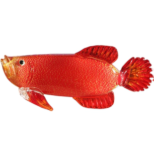 新中式轻奢淄博琉璃龙鱼摆件工艺品样板房装饰办公室乔迁开业礼物