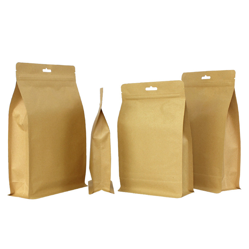 牛皮纸八角3D风琴自封袋茶叶干果包装袋枸杞粉末坚果食品袋100个