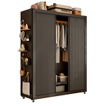 洞洞板衣柜家用卧室出租房用货架衣橱简易组装新型钢制推拉门柜子