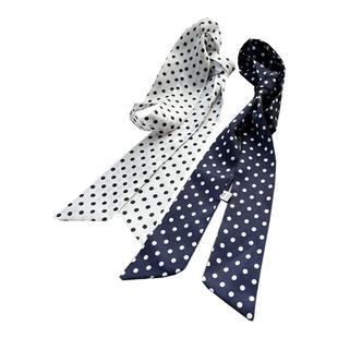 韩系复古细窄长条波点丝巾腰带领巾春夏装饰围巾女系脖子丝带颈带