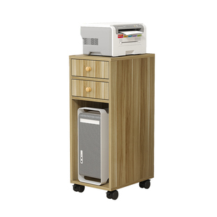 桌边可移动落地带门主机柜收纳柜子台式带锁电脑主机架打印机架子