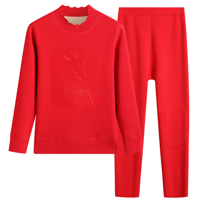 本命年妈妈装加绒保暖衣女中国风