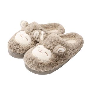 MINISO/名创优品包跟拖鞋小羊咩咩保暖居家室内毛绒可爱月子棉鞋