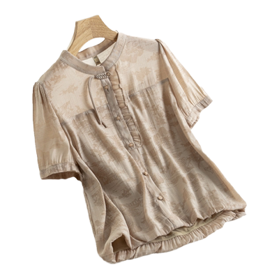 夏盘扣短袖新中式国风天丝短上衣