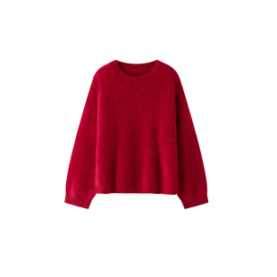 TEASEL「蒙特勒市集」100%小山羊绒双股夹花拉绒绵柔圆领套头毛衣