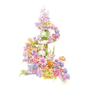 森宝积木花坊系列花颜月下花颜蝶影小刘鸭梦幻花堡摆件女生礼物