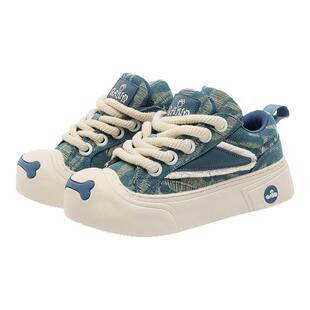 奇安达2025新款夏季大头帆布鞋百搭增高软底板鞋厚底透气休闲女鞋