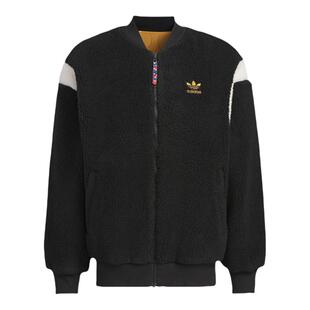 阿迪达斯三叶草FW23联名款羊羔绒外套男款25春季双面穿夹克IX4215