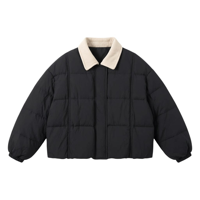 云栖霜2026短款翻领白鸭绒羽绒服