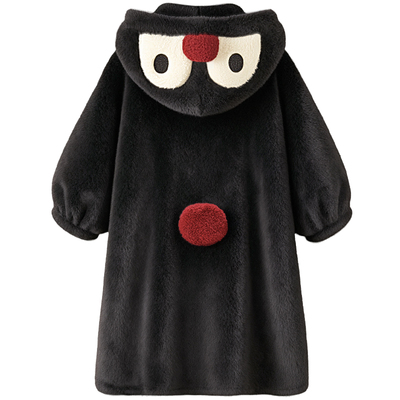 珊瑚绒睡袍冬季可爱企鹅保暖睡衣