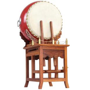 红木雕刻工艺品摆件战鼓牛皮鼓乘风破浪扬帆远航迷你立式战鼓摆件