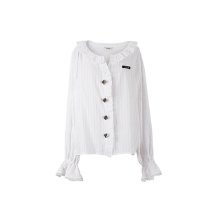 【雪如花】Magyann设计师原创2025秋气质通勤木耳边门襟衬衫女