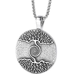 生命之树项链男潮嘻哈个性复古钛钢男士吊坠欧美街头潮男饰品百搭