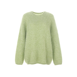 wana try羊毛拉毛超柔柔雾感毛衣2025冬季新款浅绿色简约女款上衣