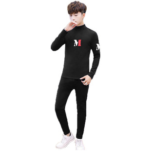 冬季保暖内衣男加绒加厚青年紧身秋衣秋裤套装男生冬天高领打底衫