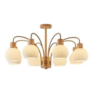 北欧原木风餐厅吊灯简约现代日式风格护眼卧室灯具客厅奶油风吊灯