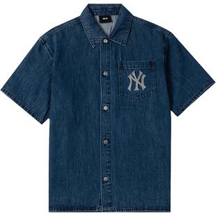 【自营】MLB男女情侣款牛仔衬衫纽约洋基队时尚运动T恤3ADRB0743