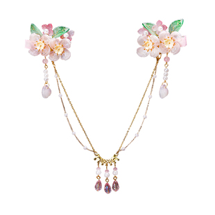 汉服儿童古风额链国风花朵流苏眉心坠女童过年喜庆红色发饰女宝宝