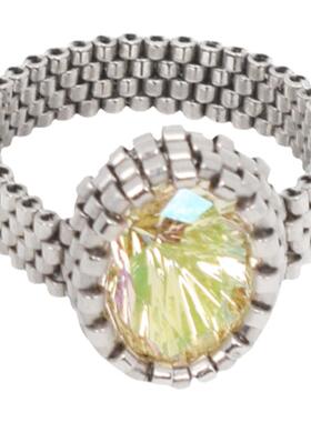 原创设计施家水晶戒指手工编织