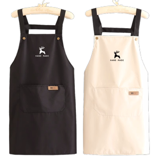 时尚纯色防水围裙定制logo印字餐饮简约围腰女厨房做饭防油工作服