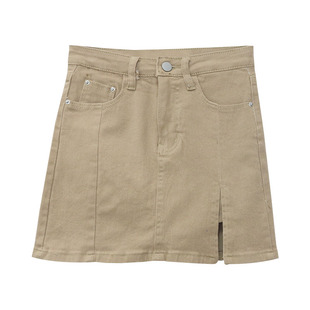 大码胖mm高腰开叉包臀牛仔半身裙女夏季韩版学生复古a字短裙裤子