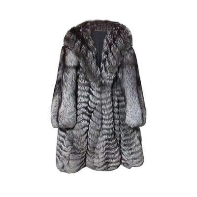 原创saga整皮银狐外套男士长款