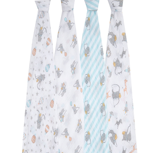 adenanais防惊跳包巾婴儿新生襁褓巾包被宝宝抱被纱布巾浴巾4条装