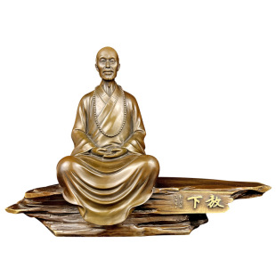 黄铜弘一法师佛像禅意家居工艺摆件印云高僧晚晴老人李叔同铜雕像