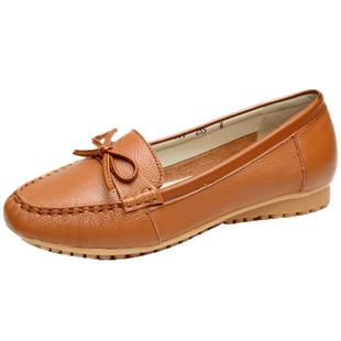 2025新款单鞋女真皮平底鞋子软底妈妈豆豆鞋夏季大码女鞋春秋皮鞋