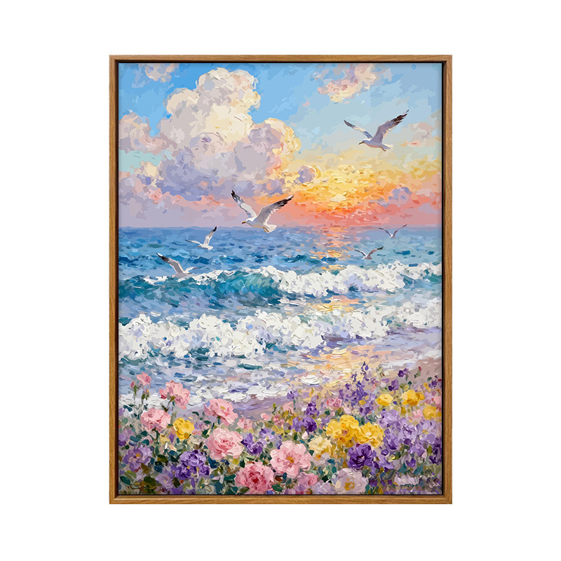雅调海边落日diy数字油画材料包