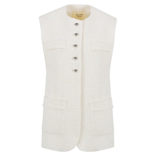 DTLANDO/商场同款25冬新品女装精致珠片感无袖小香风开衫马甲外套