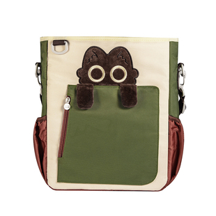 弘典补习袋学生手提袋大容量补课袋多功能帆布包斜跨美术袋手提包女初中生拎书袋男生通勤包猫咪单双肩补习包