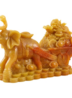 中式仿玉吉象运财摆件招财开业