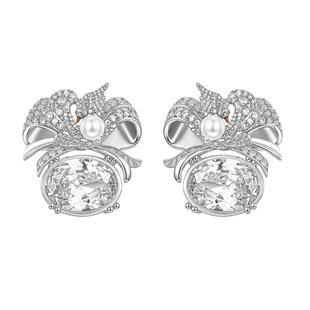 【叶童同款】MOH动物絮语系列天鹅舞水晶珍珠耳钉蝴蝶结耳饰礼物