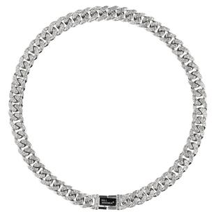 满钻古巴项链男士潮牌粗链子嘻哈街舞美式男生钛钢项链男款镶钻链