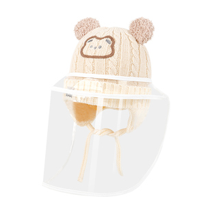 宝宝防护面罩新生儿帽子秋冬款防护帽婴儿防飞沫宝宝婴幼儿防疫帽