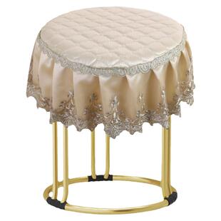 欧式圆凳子套罩梳妆台化妆凳坐垫防尘罩家用轻奢矮板凳罩椅子垫子