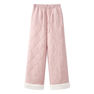 都市丽人粉色棉裤女2025新款冬季加厚外穿羽绒裤超火的加绒裤子X