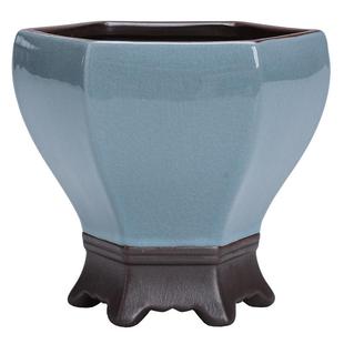 兰花专用花盆陶瓷哥窑吊兰大号六边创意绿植室内中国风蝴蝶兰紫砂