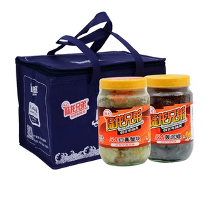 陆龙兄弟宁波城市特色礼5A红膏蟹块+5A黄泥螺套装年货礼盒1.52kg