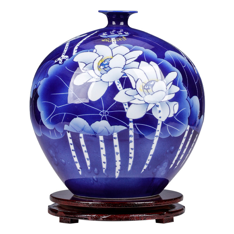 景德镇陶瓷器手工绘画青花瓷花瓶