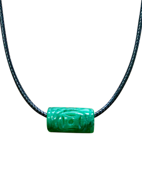 天然干青玉石桶珠吊坠小众设计