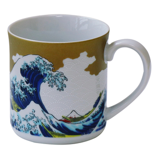 日本进口九谷烧葛饰北斋神奈川冲浪里海浪马克杯咖啡牛奶水杯女夏