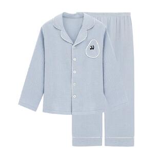 euv 【轻柔纱布】儿童睡衣纯棉男童女童新款长袖家居服中大童