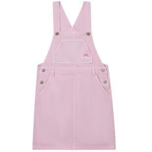 eland kids衣恋童装女童背带裙夏季复古学院风清新蝴蝶结牛仔裙