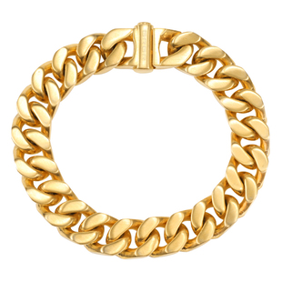 GRGR 18K黄金色钛钢古巴手链男欧美hiphop街头粗款cuban link手环