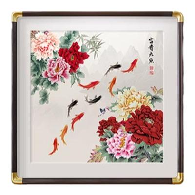 花开富贵牡丹九鱼图玄关装