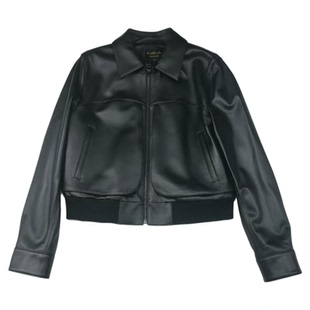 2025新品时尚百搭翻领修身显瘦短款女士真皮皮衣外套