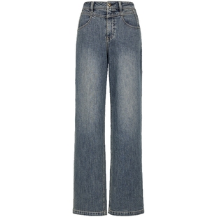 ONLY2025冬季新款腹部V字剪裁宽松高腰显瘦九分裤男友裤牛仔裤女